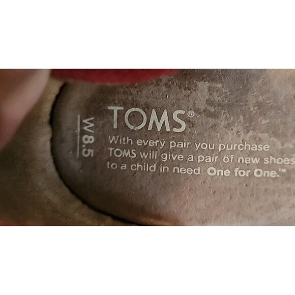 Toms Cork Wedge Sandels 8.5 Red University Stripe Canvas Heels Summer Beachy - Picture 14 of 14